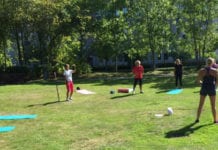 Här är träning en del av behandlingen Förberedelse för ett braining-pass i form av gruppgymnastik