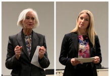 Stor bredd i ny nationell läkemedelsstrategi Sjukvårdsminister Acko Ankarberg Johansson (KD) och Eva Flock, chef för Centrum för bättre läkemedelsanvändning, Läkemedelsverket. Foto: Helene Wallskär