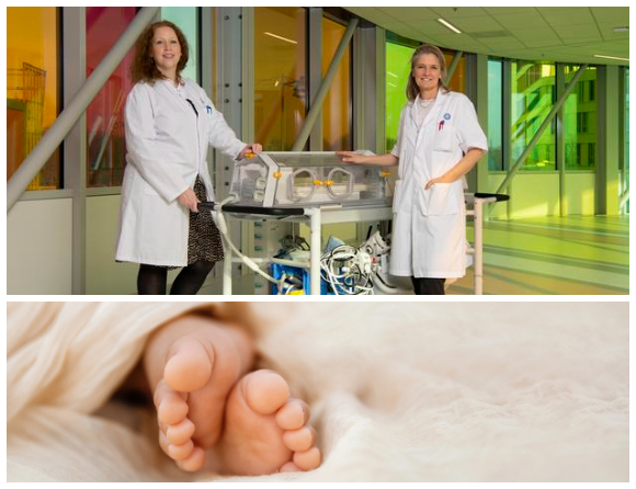 Cora Nijboer och Manon Benders vid the Wilhelmina children's hospital, Universitetssjukhuset i Utrecht